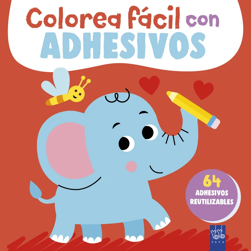Colorea fácil con adhesivos. Elefante